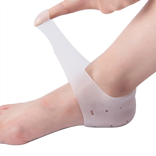 HappyHome Heel Protection Support Cover, Moisturizing, Prevents Blisters, Shock Absorption, Foot Cushion Insoles, Ambidextrous, 2-Pack (Semi-Transpare