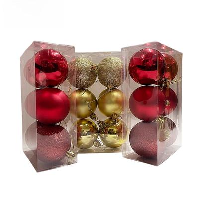 Electroplated 6cm Christmas Balls Set: 6pcs PS Plastic, Bright Matte, Powder-Coated, PVC Boxed Ornaments for Festive Decoration.