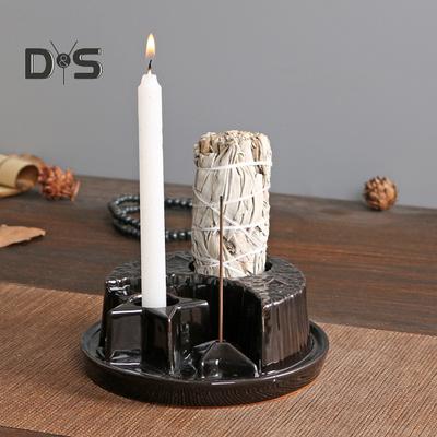 Portasaggi in ceramica per bruciare incenso e portacandele Vassoio raccogli cenere Porta bastoncini Palo Santo Piatto per sbavature per Yoga Zen