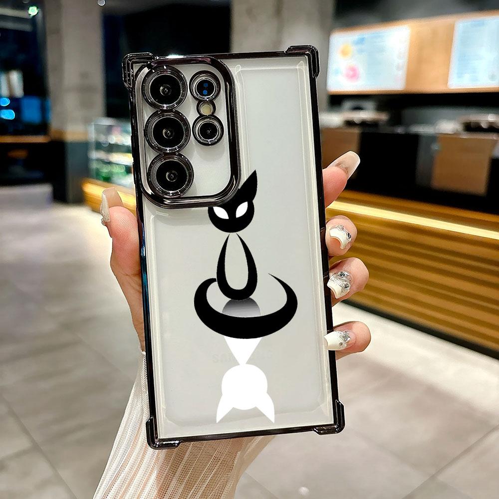 Cartoon Cute Little Black Cat Coque For Galaxy S26 Ultra Phone Case For Samsung S26 S25 S24 S23 S21 Ultra S20 FE S25 Plus Cover