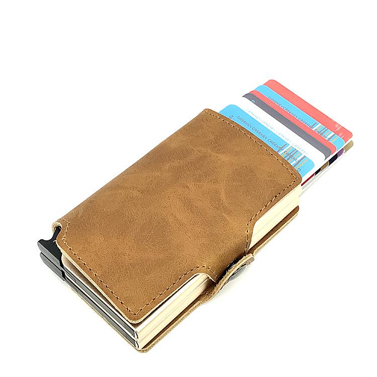 Rfid Card Bag Pu Double Box Metal Wallet
