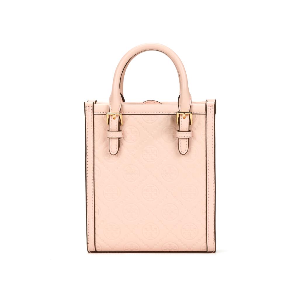 Tory Burch T Monogram Double T Logo Embossed Pattern Mini Tote Bag Women tote Blush 158515-652