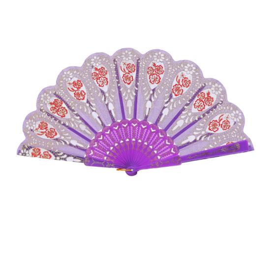 

Vintage Flower Folding Fan Decorative Hand Held Fan with Plastic Ribs Portable Dance Wedding Party Fan Women Birthday 24cm