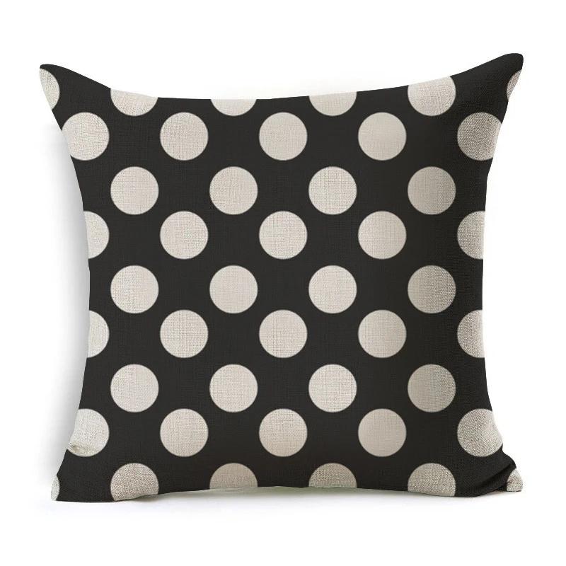 Black and White Geometric Pattern Fabric Linen Cotton Throw Pillow Waterproof Oilcloth Car Sofa Bed Decorative Pillowcase