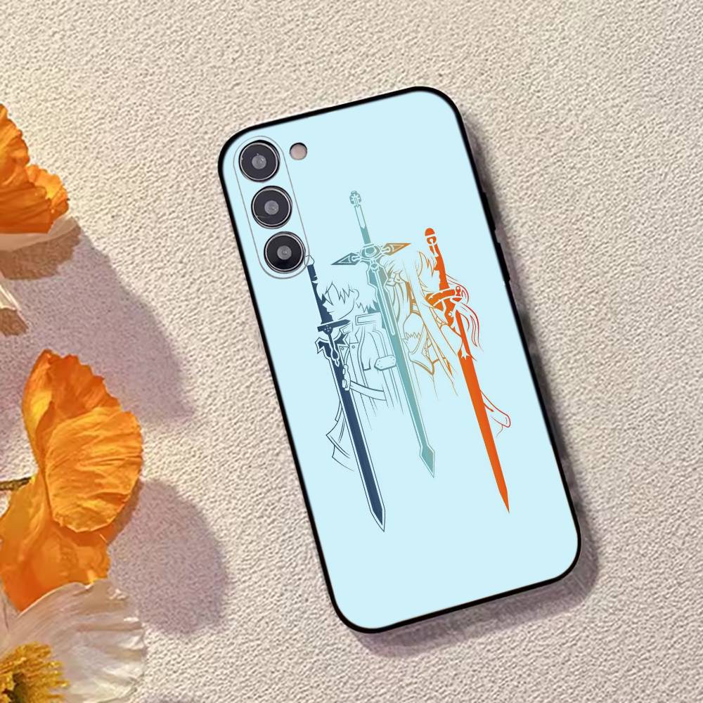 Sword Art Online kirito and asuna Phone Case Black Silicone Soft For Samsung Galaxy A73,A72,A71,A70,A53,A52,A51