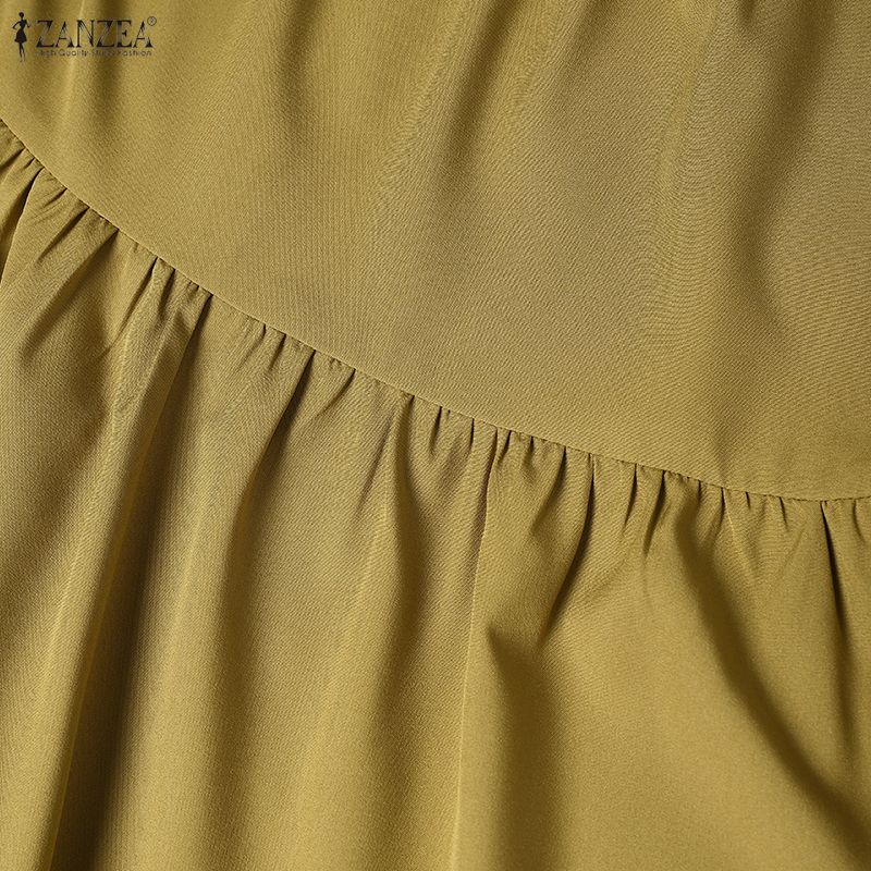 ZANZEA Women Casual V-neck Loose Long Sleeve Solid Blouse