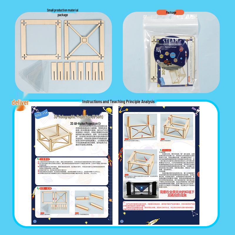 Holographisches Projektor-Set für Kinder - DIY 3D Virtueller Stereoskopischer Spaß für Grundschüler
