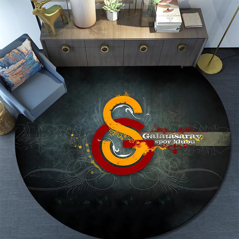 Galatasaray SK Round Area Rug,Carpet Rug for Living Room Bedroom Sofa Playroom Decor,Non-slip Floor Mat