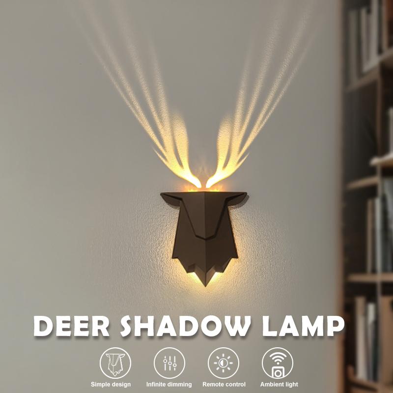Deer Night Light with Remote Control Rechargeable Antler Wall Lamp 3 Brightness Level Nightlights For Christmas Decorations
