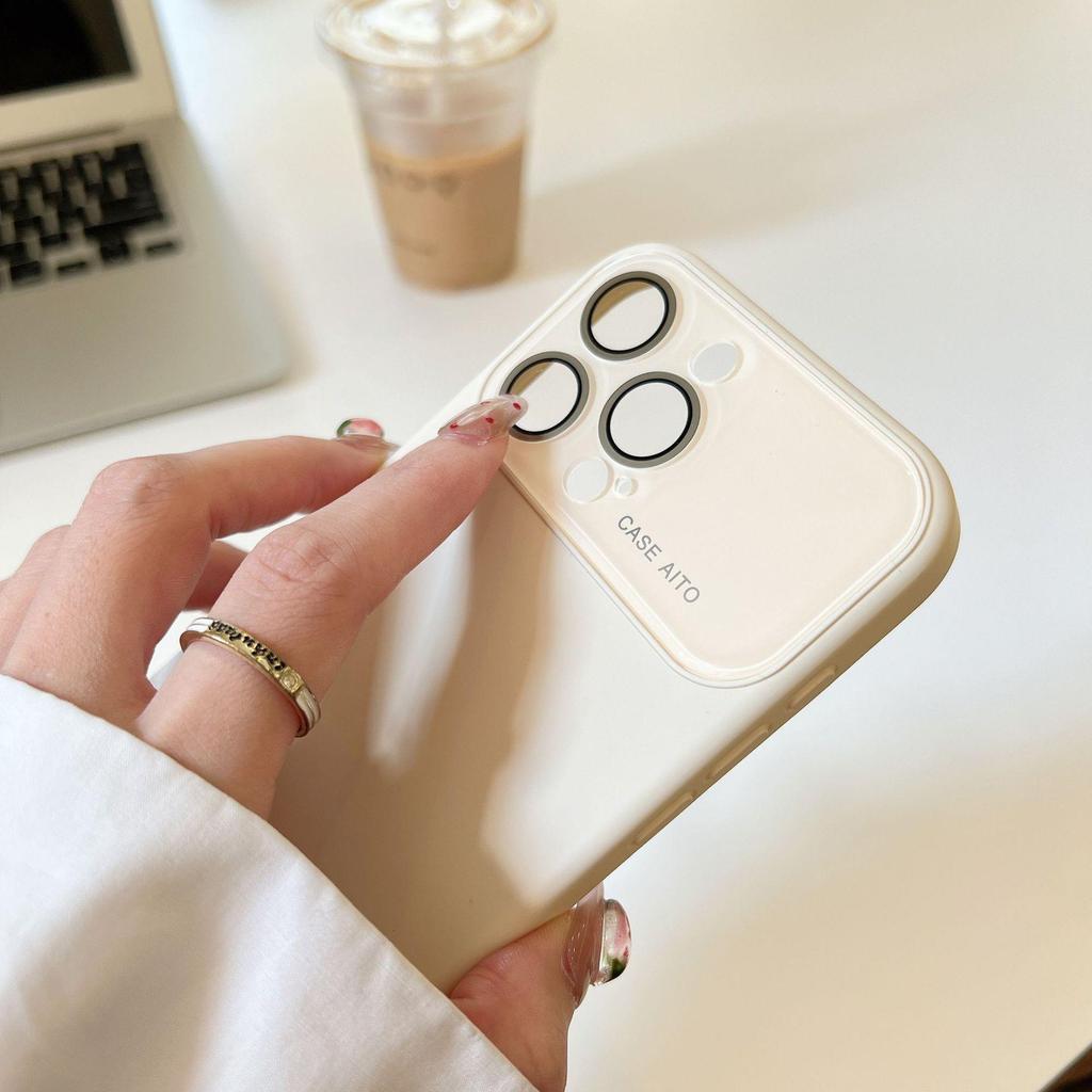 IPhone 17 Pro Max Case: Apple 16 Large Window Imitation Liquid Silicone, Anti-Fall, with 15 Lens Film for Women