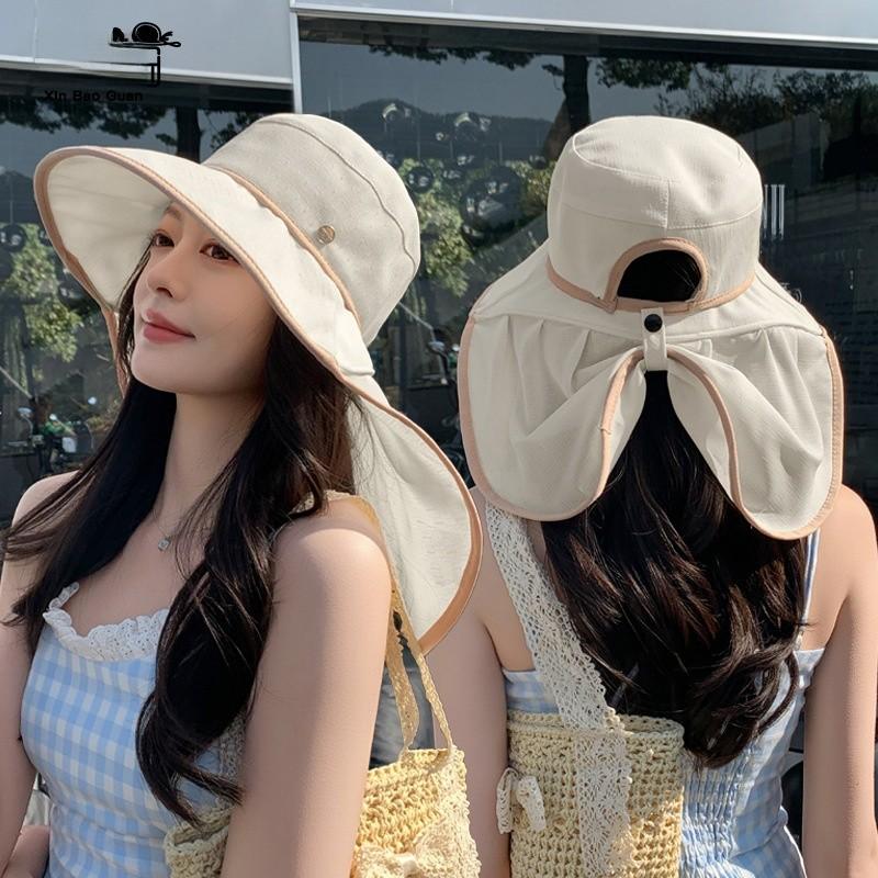 Summer Wide Brim Sun Hat For Women With Breathable Polyester Material For Outdoor Sun Protection
