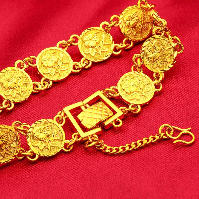 Rosenarmband Damen 24K Gold - Exquisite 3D-Rosen schnitzerei, 24K/AU999 Reingold, Weich und romantisch für Frauen