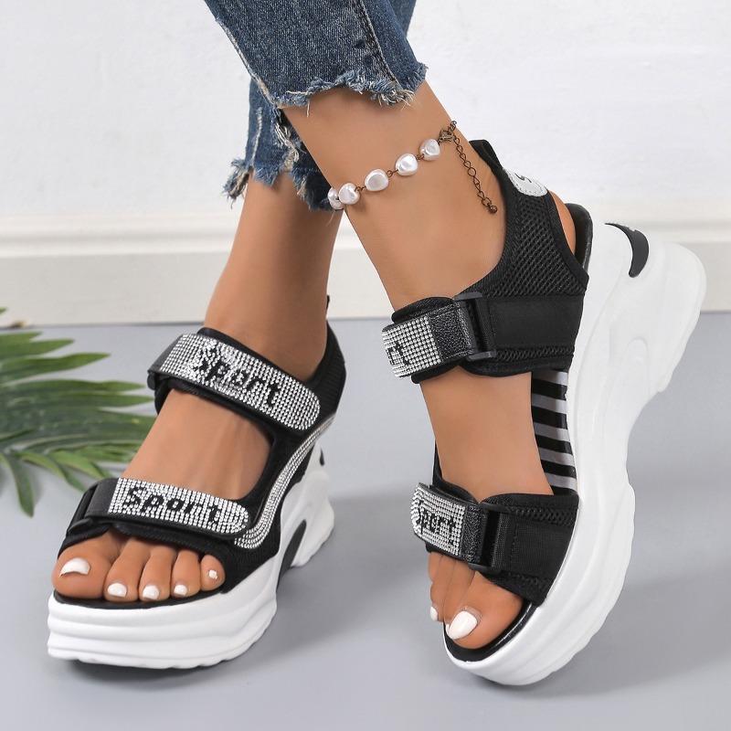 Fashion Women's Casual Wedge Heel Sports Sandals Summer New Fish Mouth Height-increasing Thick Sole Non-slip Vacation Outdoor Sandals 42