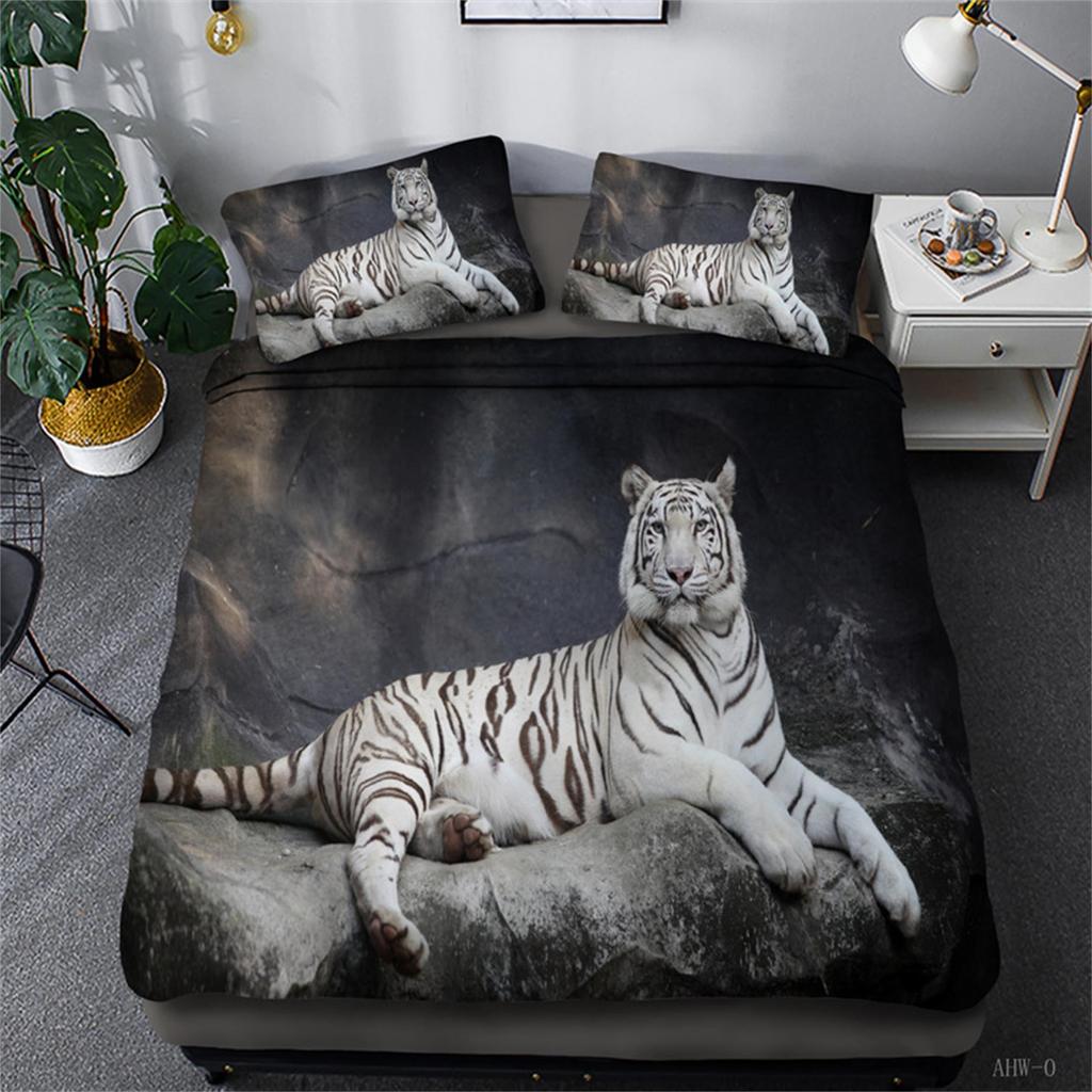 Luxury Family Bedding Set Bedroom Quilt Cover and Pillowcase Men's Bedding Tiger Print Quilt Cover Bedroom Bedding King Bed