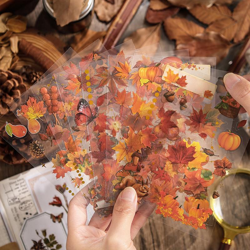 8pcs/pack Plants Flowers Leaf PET Stickers Decor Scrapbooking Collage Junk Journal Planner Decor Sticker Stationery