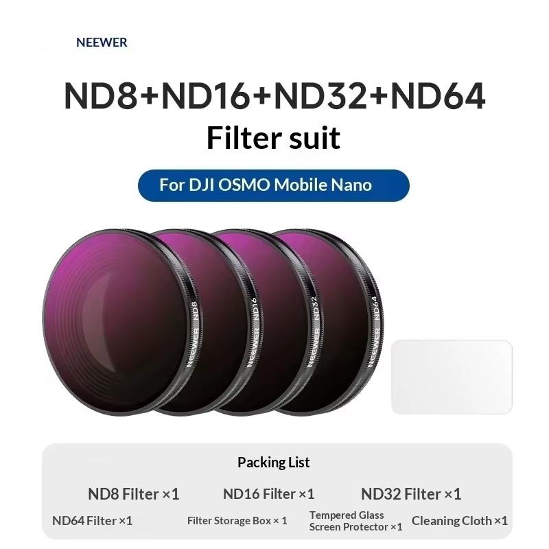 NEEWER For DJI OSMO NANO Filter Set UV/CPL/Black Soft/ND Filter Kit HD Optical Glass With Screen Film For Outdoor Photography
