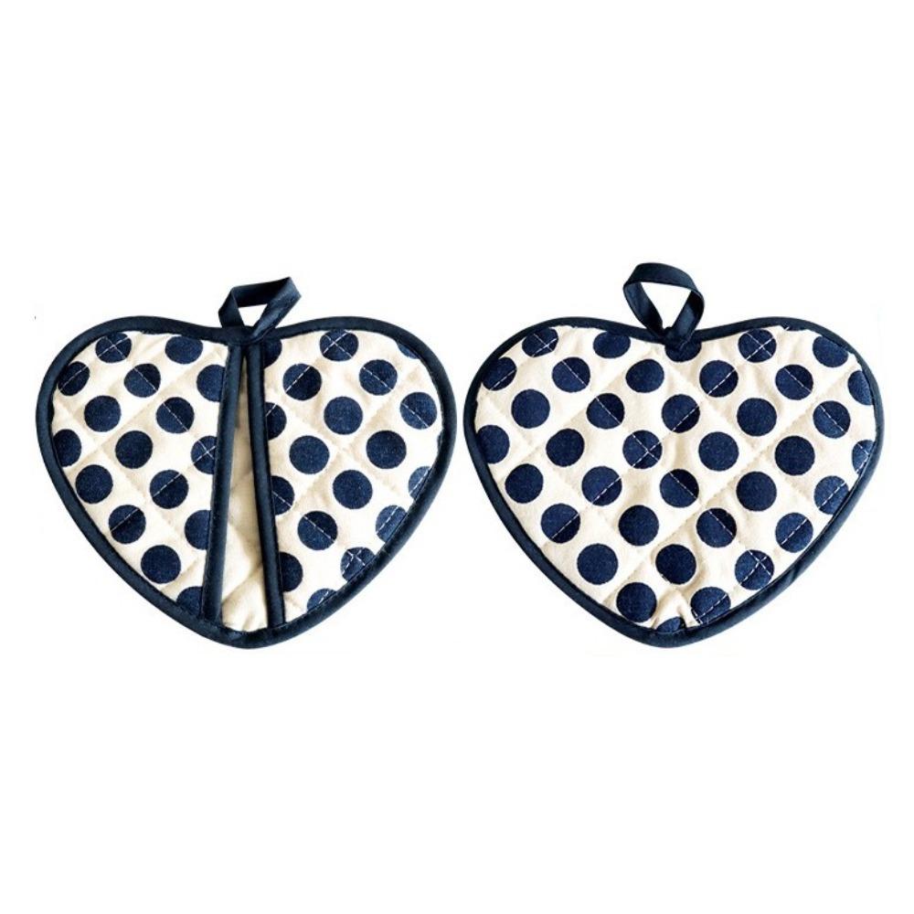 2pcs Heart-shaped Heat Insulation Pad Polka Dot Oven Mitts Anti-scalding Gloves  Oven Use