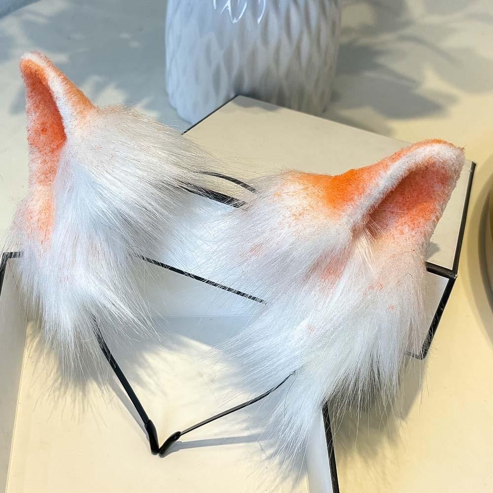 Flexible Cosplay Ears Hair Hoop Gradient Color Handmade Animal Headband Festival Gifting
