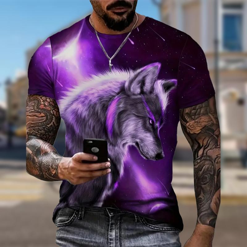 Nové letní pánské módní tričko Osobnost Mighty Wolf s potiskem pánské tričko Top