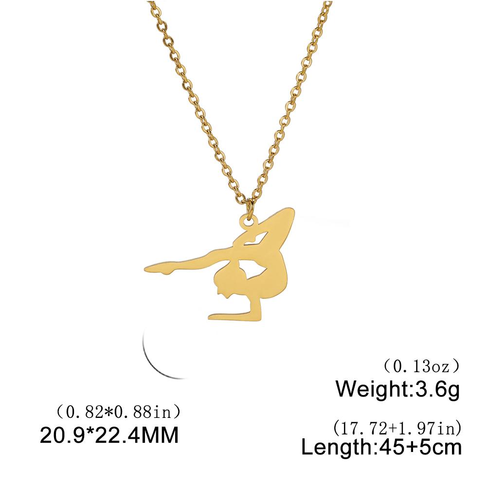 Unift Edelstahl Sport Damen Halskette Läuferin Rhythmische Gymnastik Mädchen Silhouette Anhänger Mode Geburtstag Schmuck Großhandel