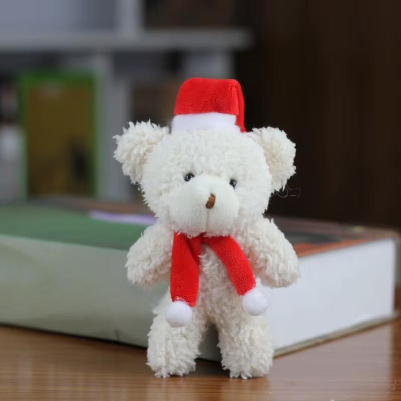 15cm Christmas Bear Plush Keychain Cute Blush Teddy Bear Plush Toys Pendant Animal Stuffed Toy for Girl Bag Pendant Small Gifts