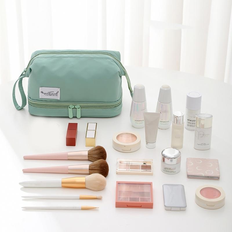 Large Travel Toiletry Cosmetic Bags Double Layer Portable Nylon Makeup Bags Storage Pouch for Women