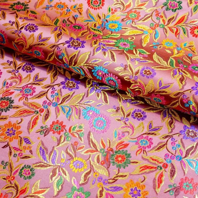 

100x114см Жаккардова Брокатна Тканина для Рукоділля Чонсам Наволочки DIY Шиття Тканина Різнокольорова Лист Квітка Чорна Золота Червона 100x114cm