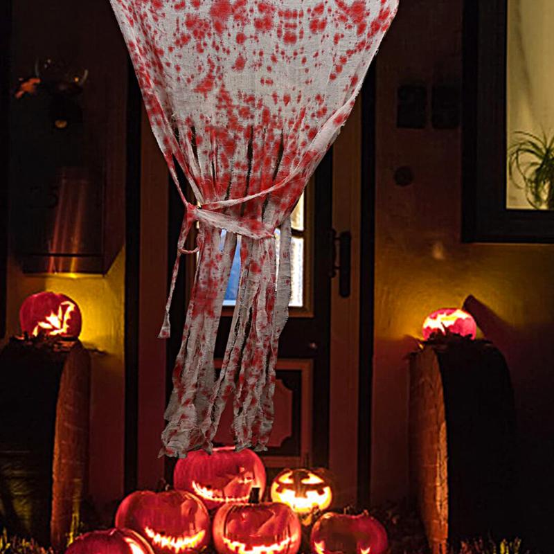 Halloween Blood Stain Pattern Decorative Door Curtain Ornament DIY Windows Hanging Bar Theme Background Cloth Home Party 100*165cm