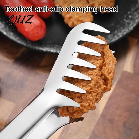 Heat Resistant Steak Clamp Stainless Steel Spaghetti Tongs, Comb?Shape Pasta Serving Multi?Purpose Ergonomic Anti Scalding Tongs Kitchen Food for