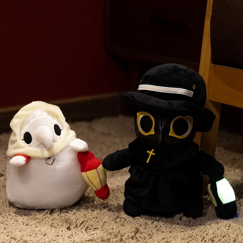 20cm Cartoon Creative Crow Plush Doll Luminous Dark Crow Cartoon Character Doctor Plush Toy Home Decor Gift For Kids