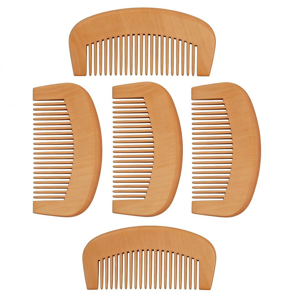 5/10pcs Engraved Natural Peach Wood Comb Portable Anti-Static Hair Comb Smooth Scalp Massage Comb Hair Care Styling Tool