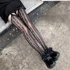 1Piece Thin Pantyhose Women Women Sexy Lingerie Stockings Garter Belt Stripe Elastic Stockings Black Fishnet Stocking Thigh Shee