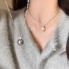 Single Gray Pearl Zircon Pendant Necklace Women'S Earrings Niche Sweater Chain Simple Neck Chain Accessories