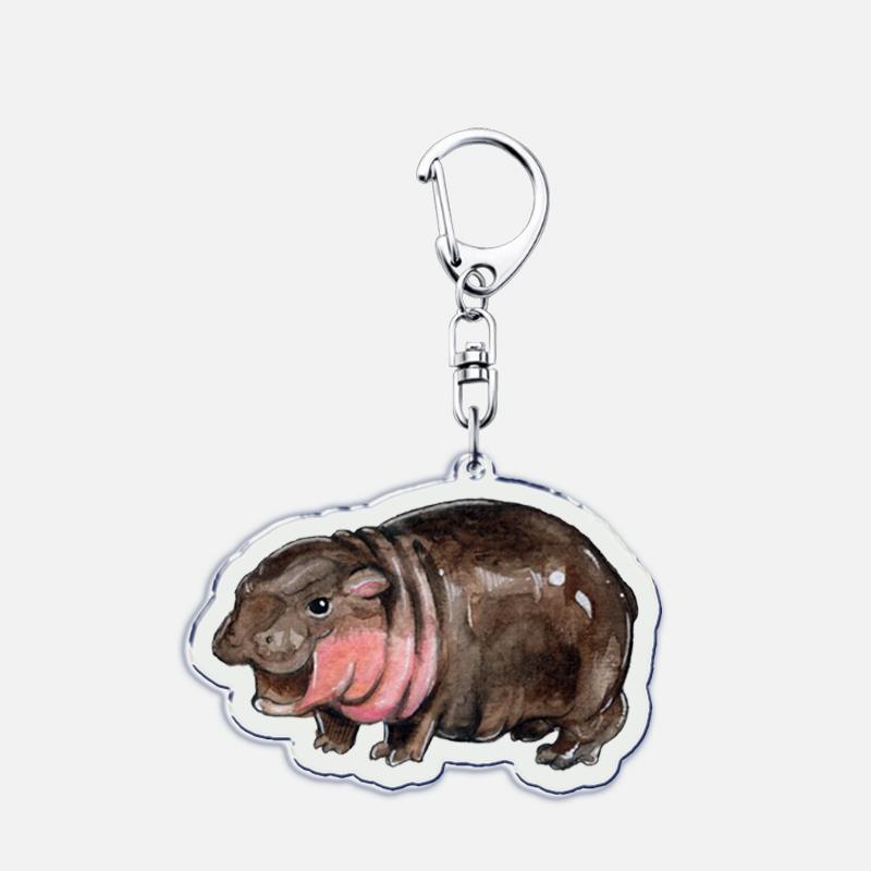 Funny Baby Hippo Cute Keychains Keyring for Accessories Bag Moo Deng Meme Pendant Keyring Jewelry Fans Gifts