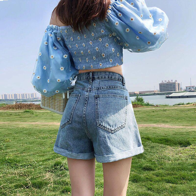 

Women s Retro High Waist A-Line Denim Shorts - Summer Loose Fit, Slimming Turn-Up Style, Trendy Wide Leg L чорний