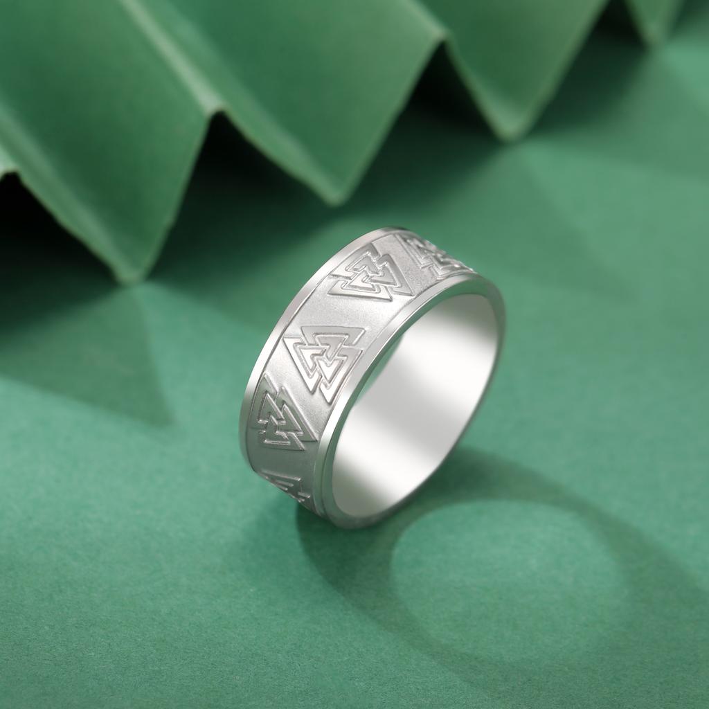 Stainless Steel Valknut Ring Odin Symbol Norse Mythology Amulet Ring for Men Women Vintage Punk Biker Jewelry