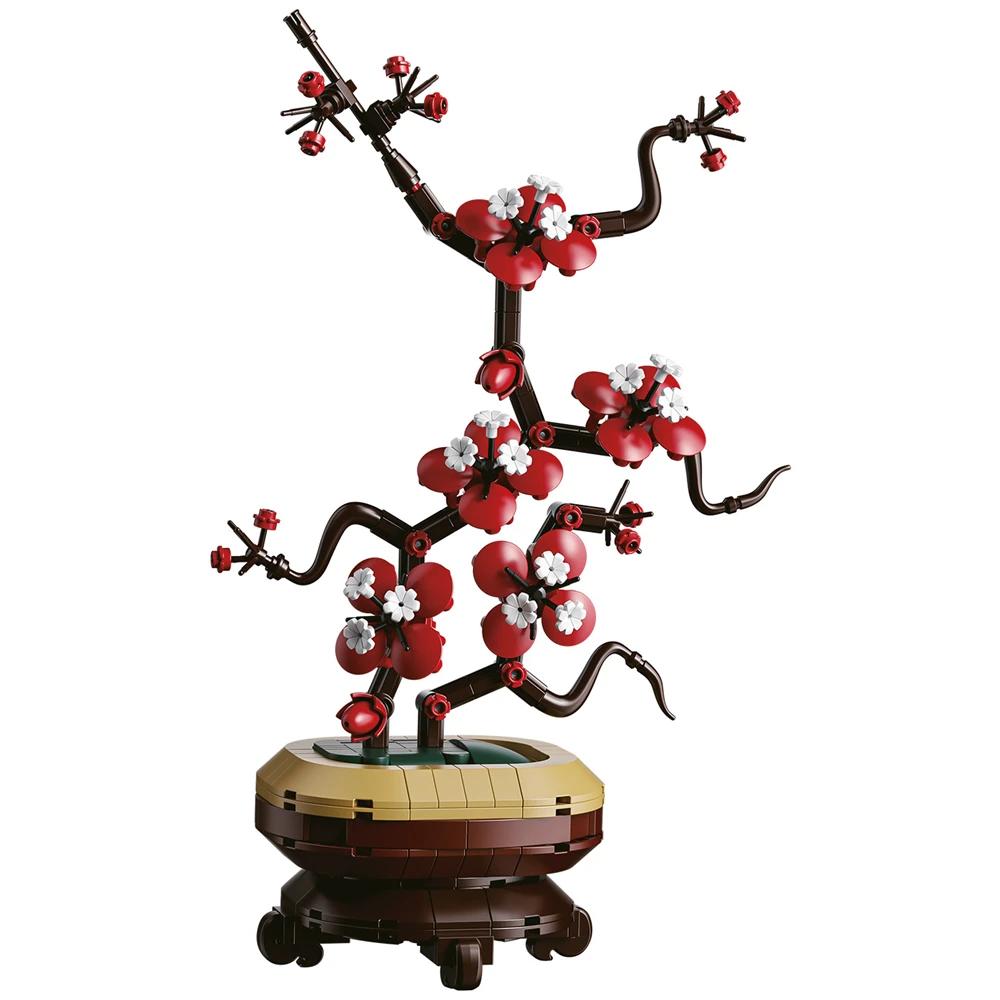 Blumenstrauß Pflaumenblüte Chrysantheme Bambus Topfpflanzenmodell Heimdekoration Bausteine Ziegelsteine Kinderspielzeug