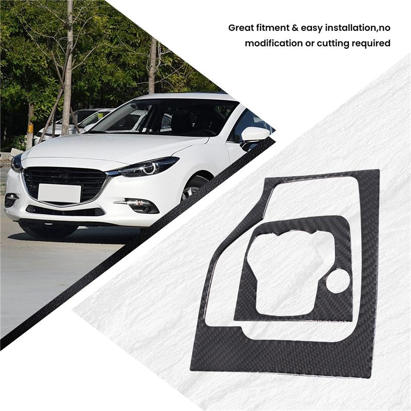 Carbon Fiber Car Gear Head Shift Knob Panel Cover Trim Sticker For Mazda 3 Axela 2014 2015 2016 2017 Accessories