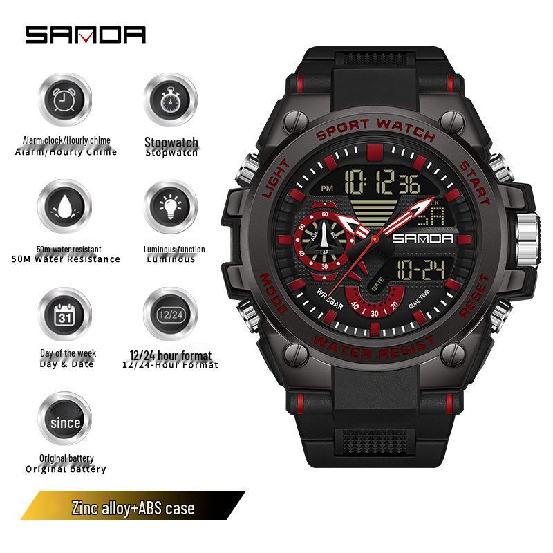 Sanda Multifunction Men s Outdoor Waterproof Sports Watch with Alarm and Backlight.