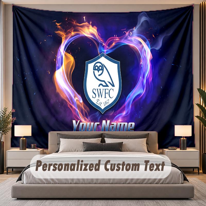 Custom Name Text Tapestry Sheffield Wednesday FC Personalized Polyester Wall Tapestry For Bedroom And Room
