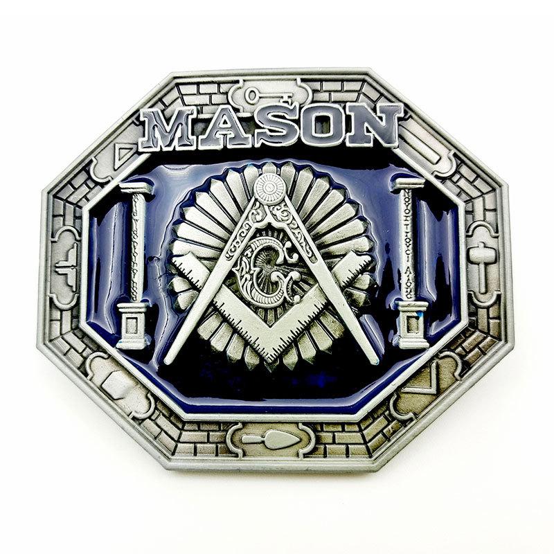 Retro Masonic Plate Buckle: American West-Inspired Fashion Belt