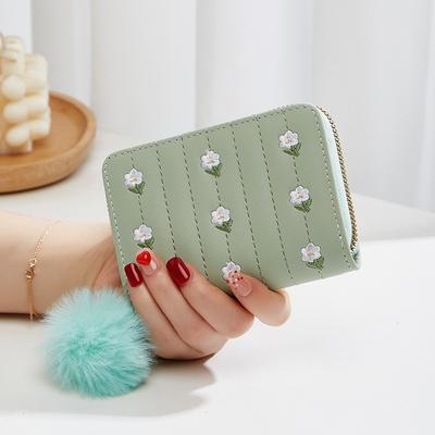 New Short Wallet Women's Single Zipper Embroidered Wallet Fresh and Sweet Fashion Clutch Bag Women's One