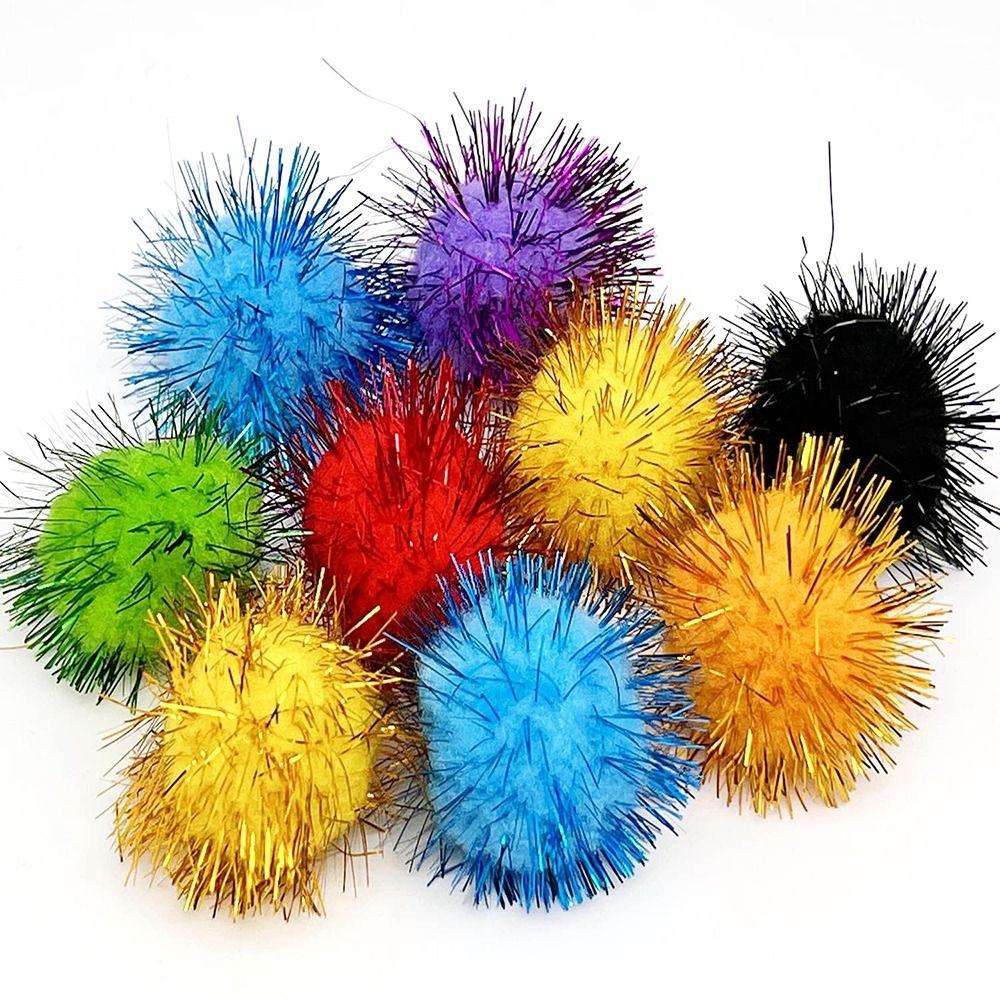 50pcs Interactive Glitter Balls Indoor Pom Pom Balls pet Toys Cat Sparkle Balls Toy  Puppy