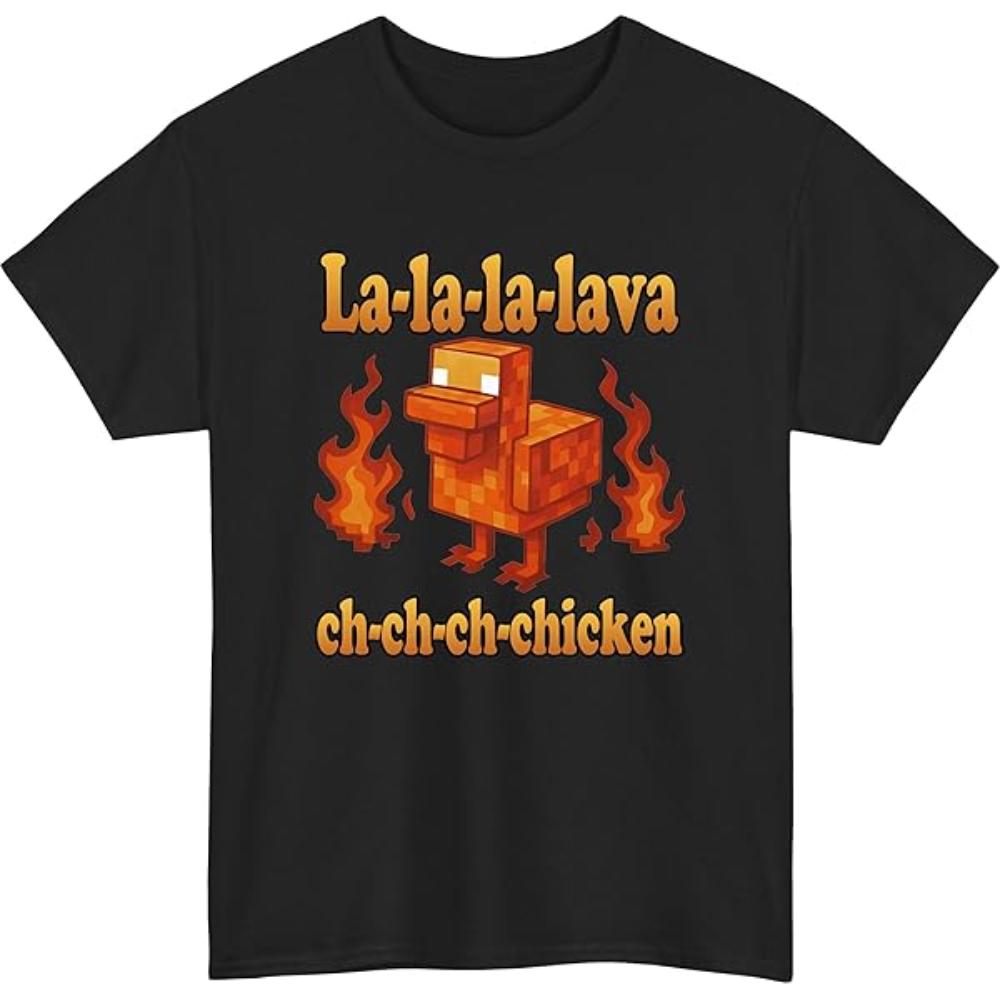 Men Women Pixel Art Lava  Chicken Graphic Summer Fashion Cartoon Round Cute Casual Short Sleeve TShirt Funny