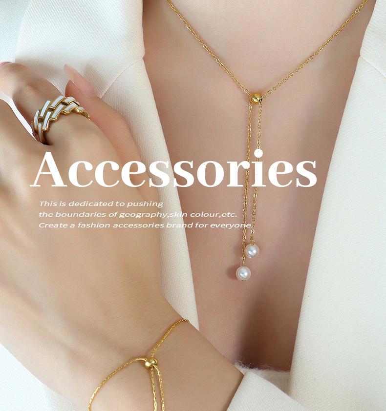 Trendy Imitation Pearl Necklace & Bracelet Jewelry Set - Niche Design Sense