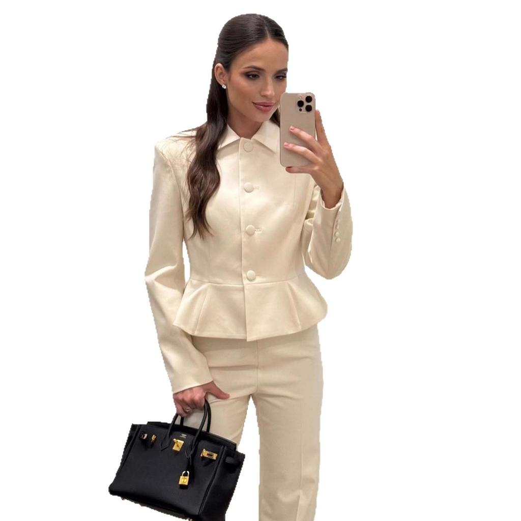 Casual Workplace Elegant Shirt Collar Button Shirt for White-collar Women, 2025 Autumn New Cross-border European and American Goddess Set