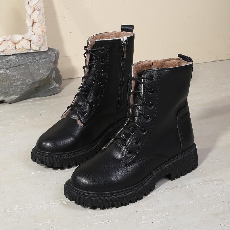 Femalenew Autumn Winter Hot-Selling British Style Thick-Soled Slim Short Boots Black Boots Versatile Ankle Boots
