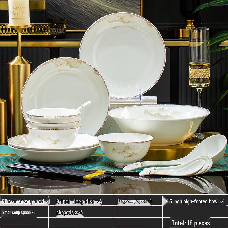 Ailanhui Jia Jingdezhen Ceramic Dinnerware Gift Set 18-piece Practical Set