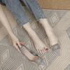 New bag head sandals women's medium heel pointed high heels thick heel fashion hollow single shoes