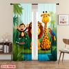 JIT 2pcs Animal Printed Curtains   Cartoon Design   Rod Pocket   Polyester   Window Decor for Kids Room   Playroom   Nursery Decor